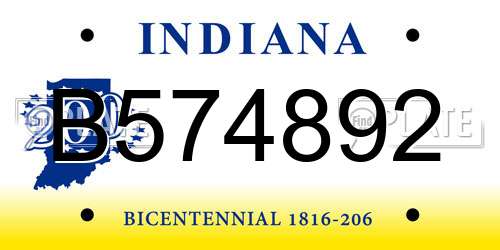 B574892 Indiana License Plate