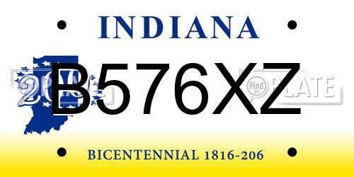 B576XZ Indiana License Plate
