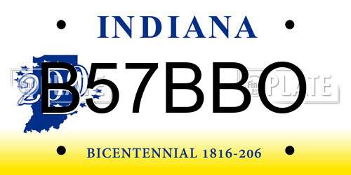 B57BBO Indiana License Plate
