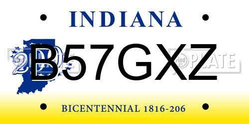 B57GXZ Indiana License Plate