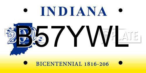 B57YWL Indiana License Plate