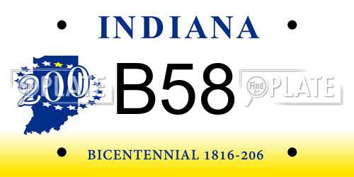 B58 Indiana License Plate