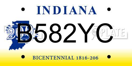 B582YC Indiana License Plate