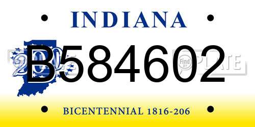 B584602 Indiana License Plate