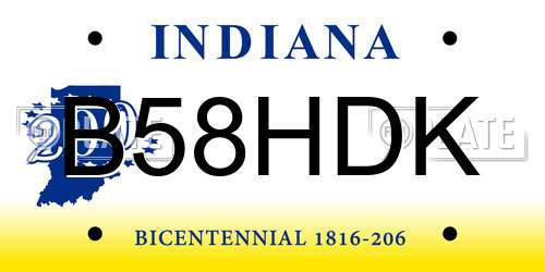 B58HDK Indiana License Plate
