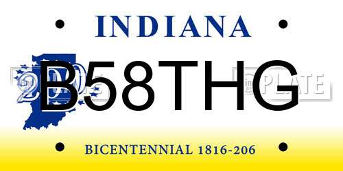 B58THG Indiana License Plate