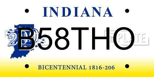 B58THO Indiana License Plate