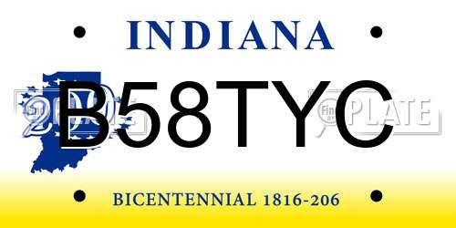 B58TYC Indiana License Plate