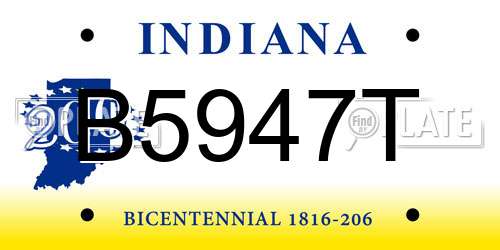 B5947T Indiana License Plate