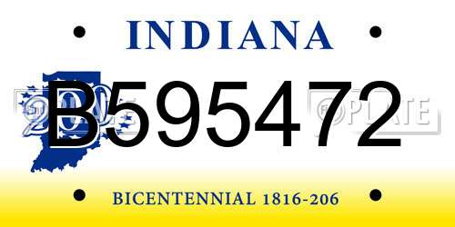 B595472 Indiana License Plate