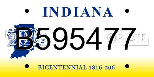 B595477 Indiana License Plate