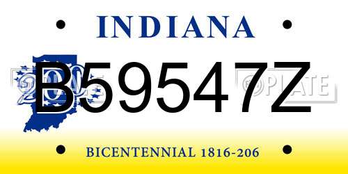 B59547Z Indiana License Plate