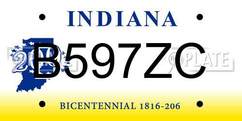 B597ZC Indiana License Plate
