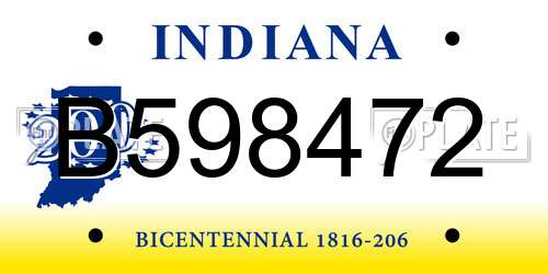 B598472 Indiana License Plate