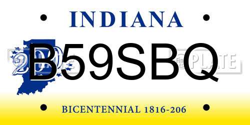 B59SBQ Indiana License Plate