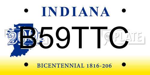 B59TTC Indiana License Plate