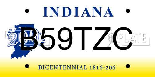 B59TZC Indiana License Plate
