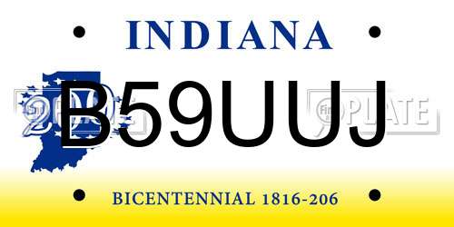 B59UUJ Indiana License Plate