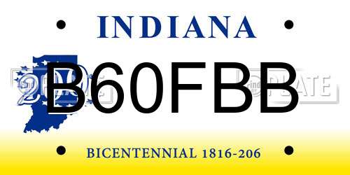 B60FBB Indiana License Plate