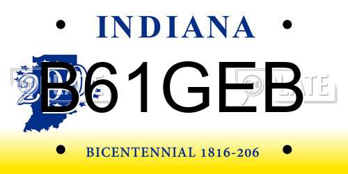 B61GEB Indiana License Plate