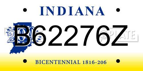 B62276Z Indiana License Plate