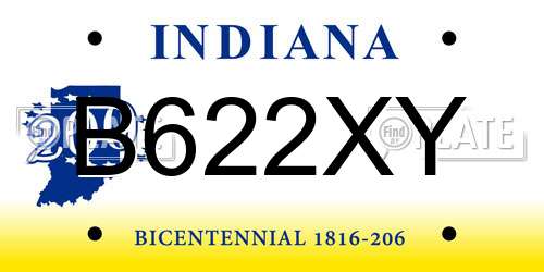B622XY Indiana License Plate