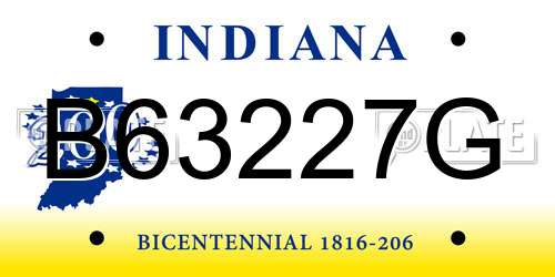 B63227G Indiana License Plate