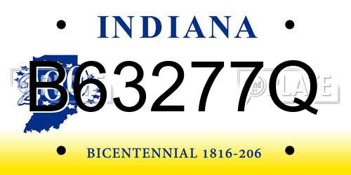 B63277Q Indiana License Plate