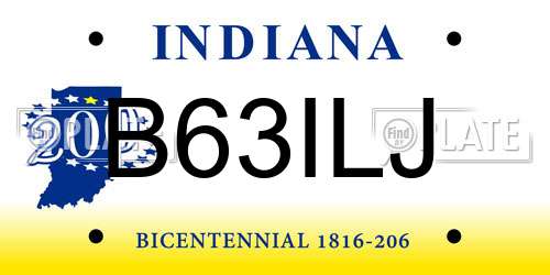 B63ILJ Indiana License Plate