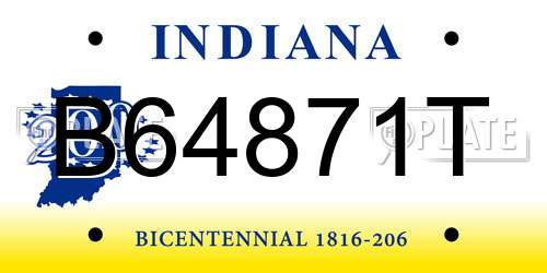 B64871T Indiana License Plate