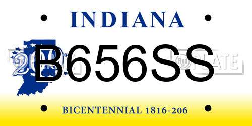 B656SS Indiana License Plate
