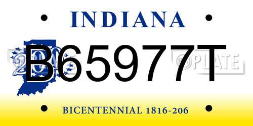 B65977T Indiana License Plate
