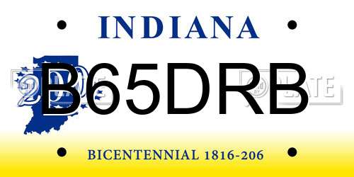 B65DRB Indiana License Plate