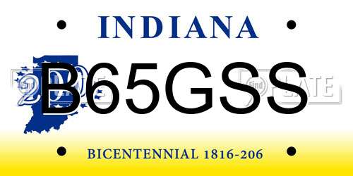 B65GSS Indiana License Plate