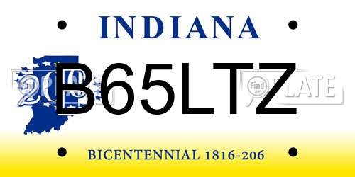 B65LTZ Indiana License Plate