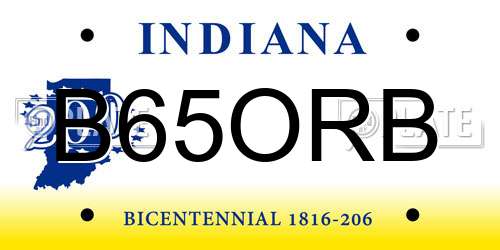 B65ORB Indiana License Plate