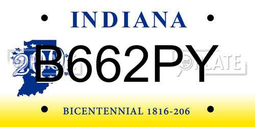 B662PY Indiana License Plate
