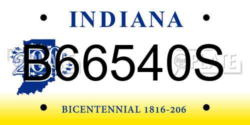 B66540S Indiana License Plate