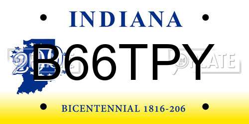 B66TPY Indiana License Plate