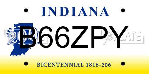B66ZPY Indiana License Plate