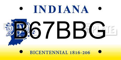 B67BBG Indiana License Plate