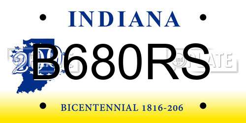 B680RS Indiana License Plate