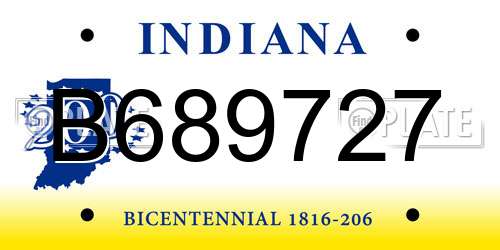 B689727 Indiana License Plate