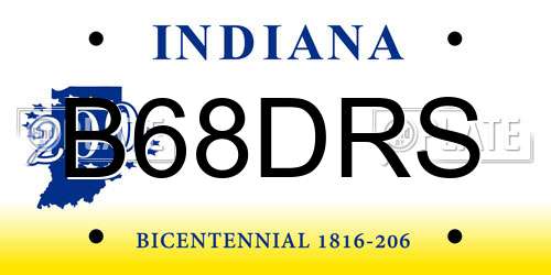 B68DRS Indiana License Plate