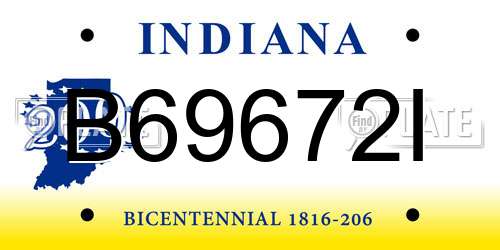 B69672I Indiana License Plate