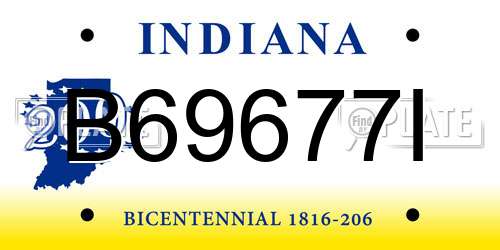 B69677I Indiana License Plate