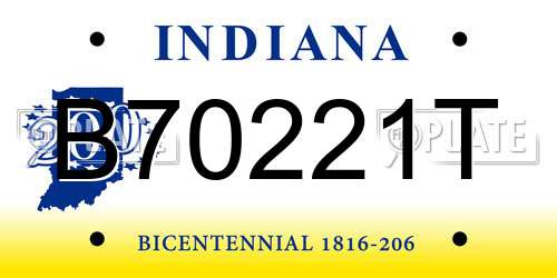 B70221T Indiana License Plate