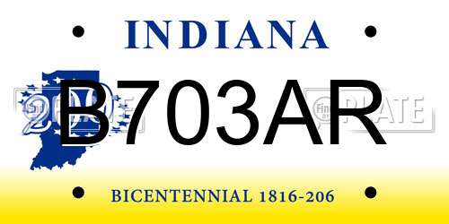 B703AR Indiana License Plate