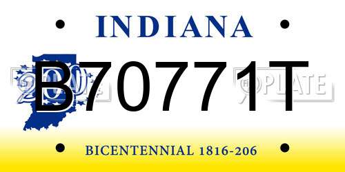B70771T Indiana License Plate