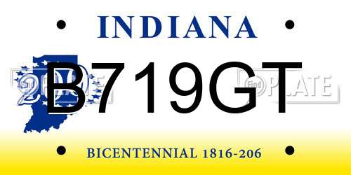 B719GT Indiana License Plate